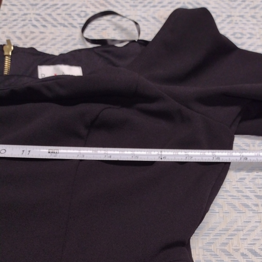 Premier Amour Elegant Black Long Sleeve Dress with Sheer Details - Picture 10 of 13